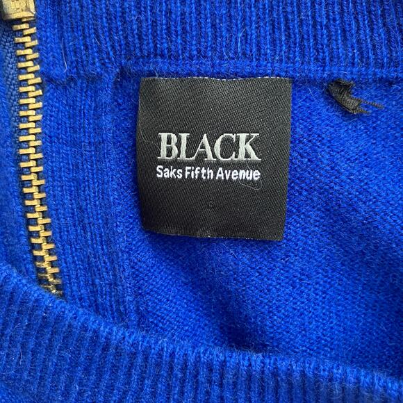 Black Saks Fifth Avenue Top Sz M 100% Blue Cashmere Halter Pullover Careerwear - Picture 7 of 9